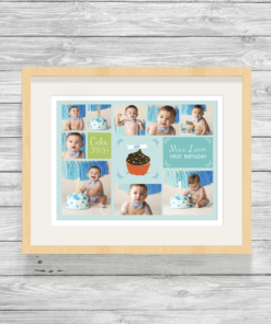 Bespoke Personalised Cake Smash Photo Collage Print in Blue