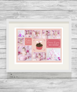 Bespoke Personalised Cake Smash Photo Collage Print in Pink