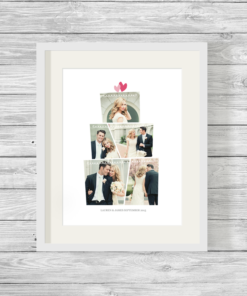 Bespoke Personalised Wedding Cake Shape Photo Collage Print