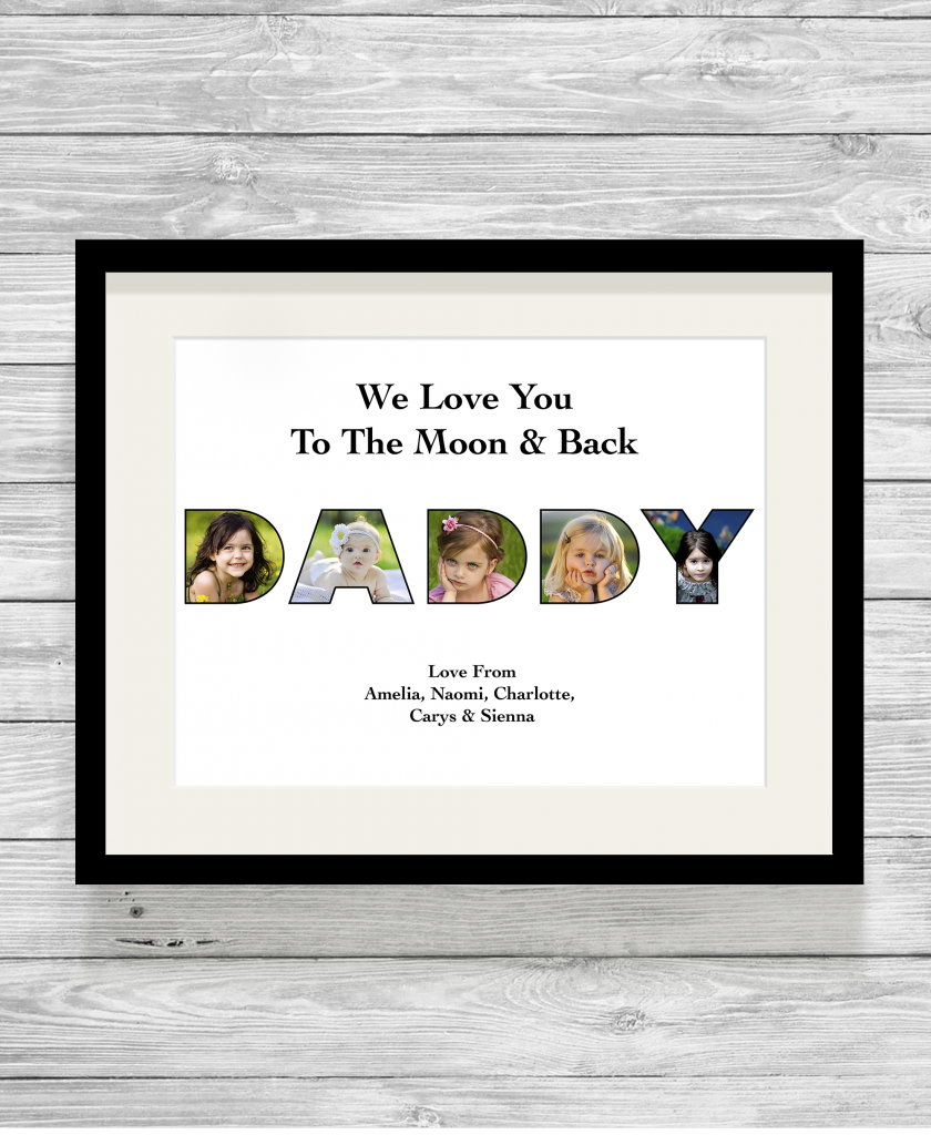 frame size a3 fit to Photo Print Collage Personalised Bespoke Daddy