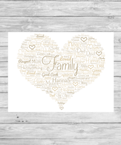 Fancy Heart Design Personalised Word Art Print