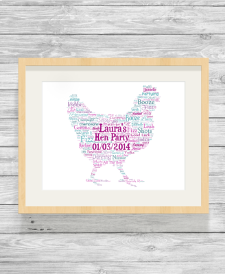Bespoke Personalised Hen Word Art Print