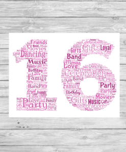 Bespoke Birthday Number Personalised Word Art Print