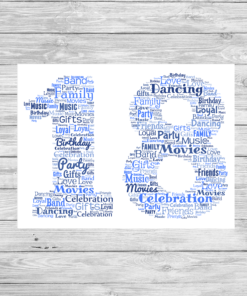 Bespoke Birthday Number Personalised Word Art Print