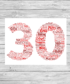 Bespoke Birthday Number Personalised Word Art Print