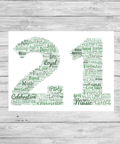 Bespoke Birthday Number Personalised Word Art Print
