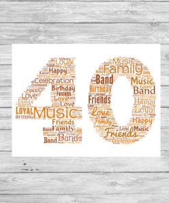 Bespoke Birthday Number Personalised Word Art Print