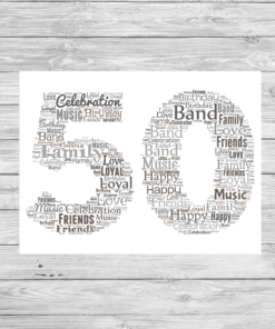 Bespoke Birthday Number Personalised Word Art Print
