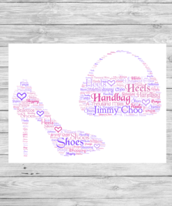 Bespoke Personalised Shoe and Handbag Word Art Print