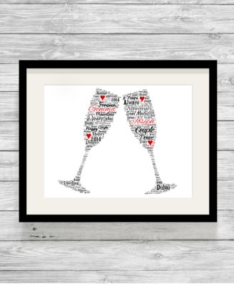 Champagne Flutes Bespoke Personalised Word Art Print