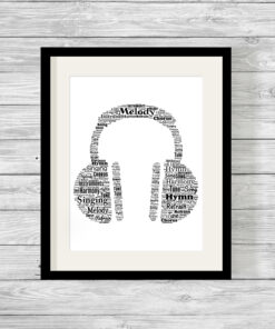Personalised Bespoke Headphones Word Art Print