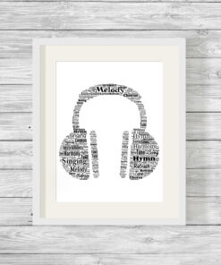 Alternative view of Personalised Bespoke Headphones Word Art Print