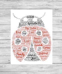 Bespoke Personalised Ladybird Word Art Print