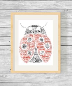Bespoke Personalised Ladybird Word Art Print