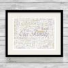 Bespoke Personalised Our Family Typography Word Art Print
