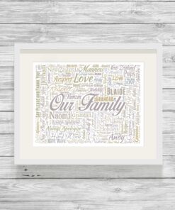 Bespoke Personalised Our Family Typography Word Art Print