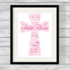 Personalised Bespoke Pink Cross Christening Word Art Print