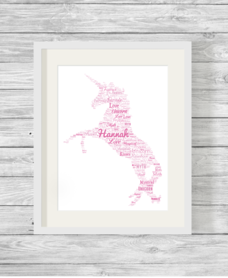 Bespoke Personalised Unicorn Word Art Print