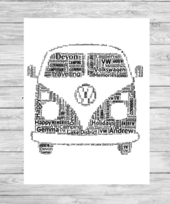 Bespoke Personalised Campervan Word Art Print