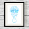 Personalised Bespoke Blue Rattle Baby Word Art Print