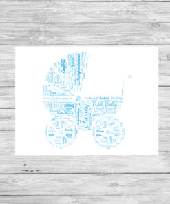 Personalised Baby Pram Word Art Picture Gift