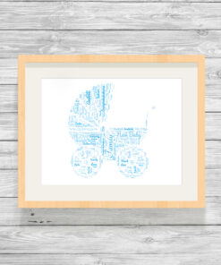 Personalised Baby Pram Word Art Picture Gift
