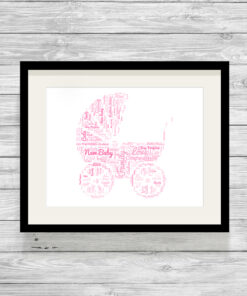 Personalised Baby Pram Word Cloud Picture Gift