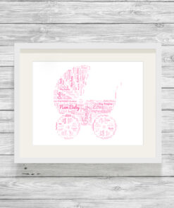 Personalised Baby Pram Word Cloud Picture Gift
