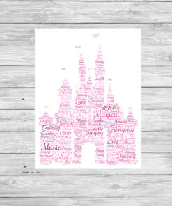 Personalised Disney Castle Word Art Picture Print