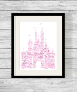 Personalised Disney Castle Word Art Picture Print