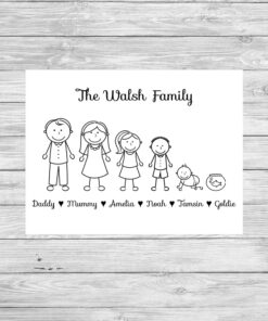 Personalised Stick Family Picture Print