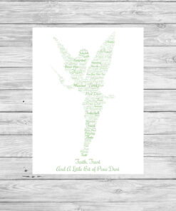 Personalised Bespoke Tinkerbell Word Art Picture