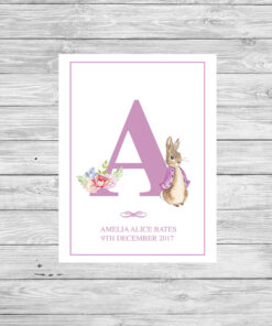Personalised Girls Peter Rabbit Initial Print