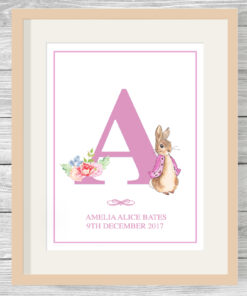 Personalised Girls Peter Rabbit Initial Print