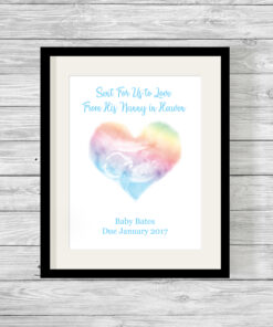 Personalised Baby Scan Heart Watercolour Print