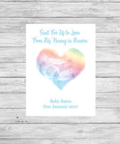 Personalised Baby Scan Heart Watercolour Print
