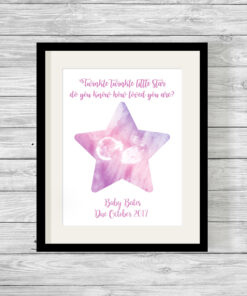 Personalised Baby Scan Star Watercolour Print