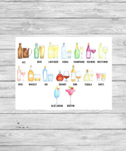 Alternative view of Personalised Drinks Watercolour Print