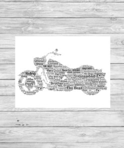 Personalised Harley Davidson Word Art Print