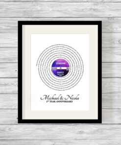 Personalised LP Record Song Lyrics Word Art Print