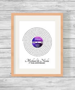 Personalised LP Record Song Lyrics Word Art Print