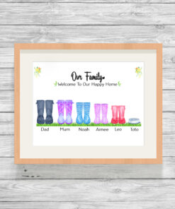 Personalised Welly Boot Family Print