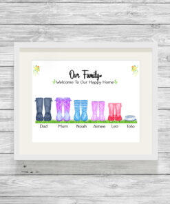Personalised Welly Boot Family Print