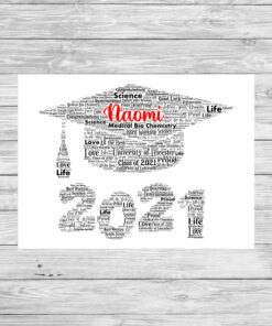 Personalised Graduation Motarboard Word Art Print