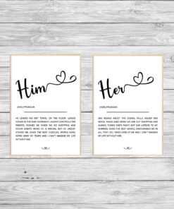 Personalised Set of Him & Her Couple Picture Prints