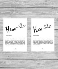 Personalised Set of Him & Her Couple Picture Prints