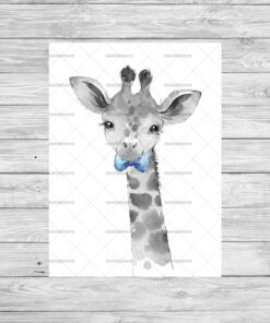 Safari Animals With Bows Boy's Bedroom Prints