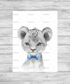 Safari Animals With Bows Boy's Bedroom Prints