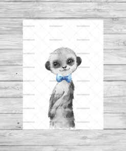 Safari Animals With Bows Boy's Bedroom Prints