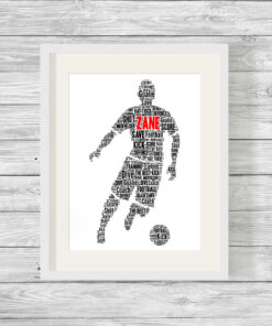 Personalised Male Footballer Word Art Print